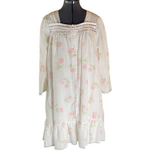 Willow Creek Womens Small Lightweight Vintage White Floral Gown Robe Set
